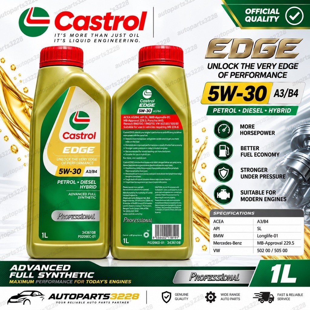 CASTROL EDGE 5W-30 5W-40 FULLY SYNTHETIC ENGINE OIL ( 1 ลิตร )