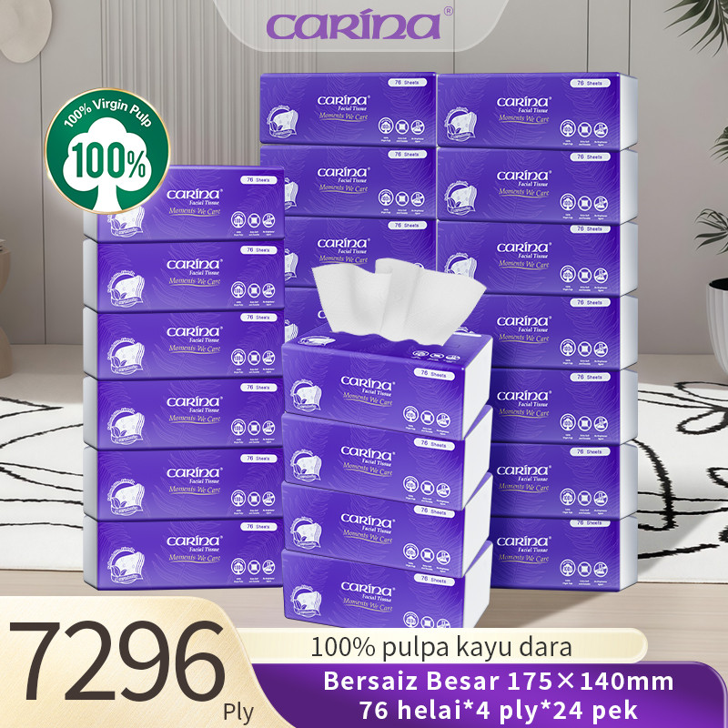 24 PekCarina กระดาษทิชชู่ Tisu 4Ply 76 ดึงใช้ในบ้าน Tisu Baby Raw Wood Pulp กระดาษทิชชู่แบบนุ่ม