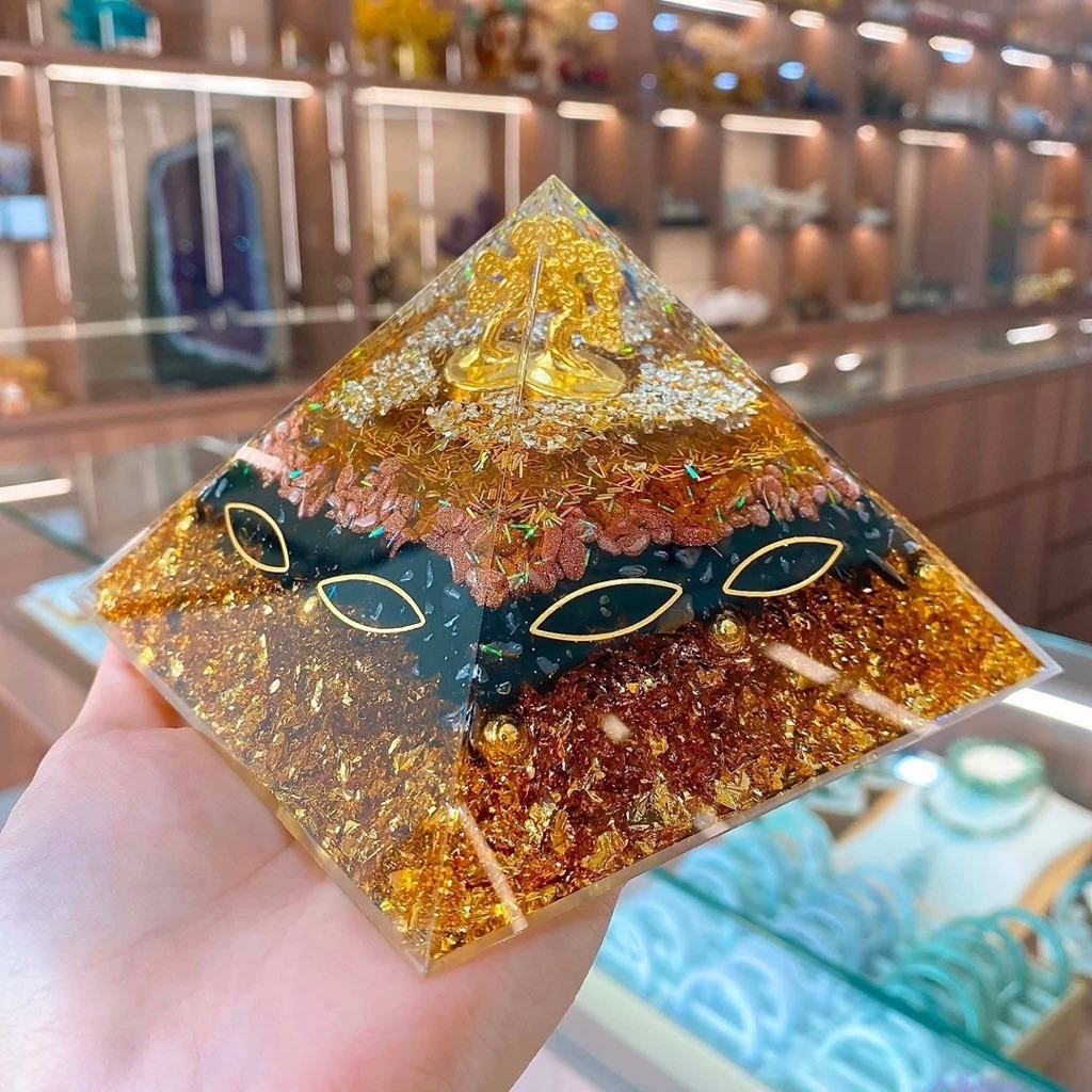 Tree of Life Ogan พีระมิด Sandstone & Obsidian & Gold ฟอยล์รวบรวมความมั่งคั่งความมั่งคั่ง · เปลี่ยนพ
