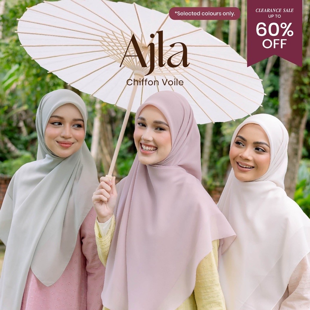 ALYSS AJLA Bawal Plain Premium Chiffon Voile Bidan 50 & 60 (ใหม่)
