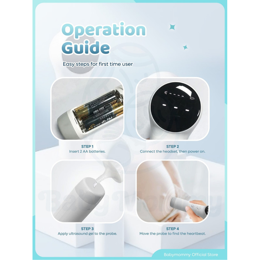 Babymommy Doppler Fetal Heart Monitordoppler Heart Rate Baby Monitor อุปกรณ์หญิงตั้งครรภ์ Degupan Ba