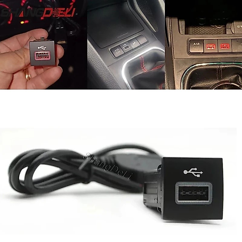 1PC รถ USB อินพุตอะแดปเตอร์ Quick Charger QC3.0 วิทยุ U-disk แฟลชซ็อกเก็ตอินเทอร์เฟซสําหรับ VW Golf 