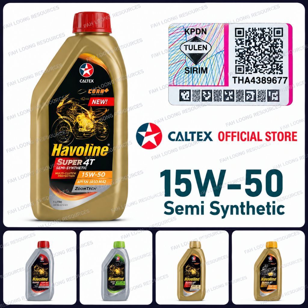 CALTEX Havoline Super 4T Oil SAE 10W-40 / 10W-50 / 15W-40 / 20W-40 / 15W-50 (MA2/MB)