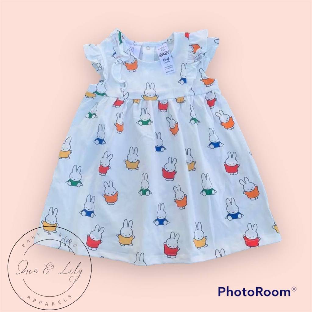 Cotton On X Miffy ชุดเดรสผ้าฝ้ายเด็กผู้หญิง (0-3m เท่านั้น)