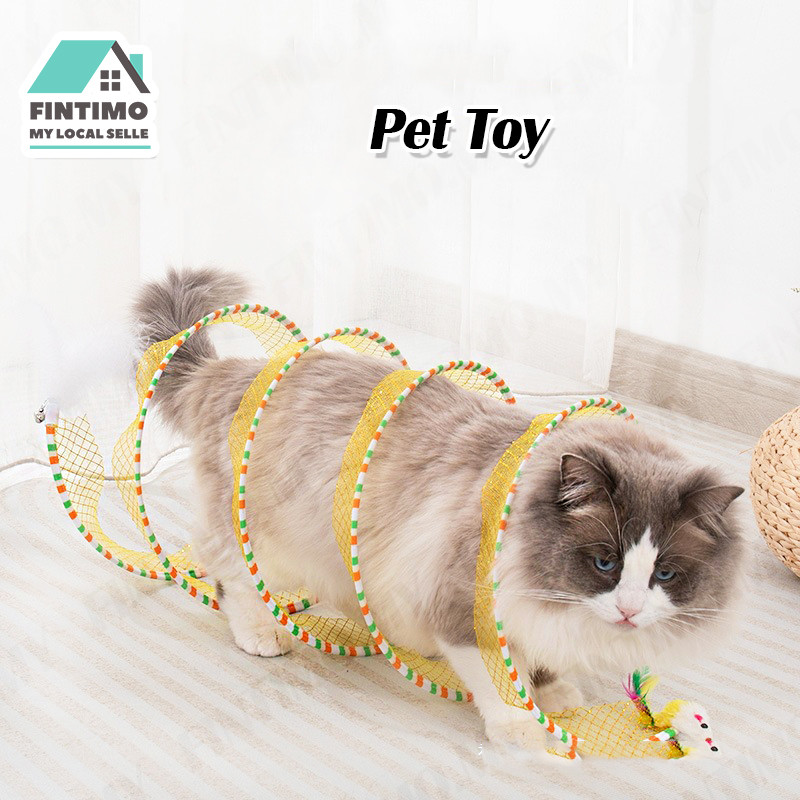 MYCat สัตว์เลี้ยงของเล่นอุโมงค์พับได้ Kucing Interactive สุนัข Chew ท่อทน Squeaky เสียงการฝึกอบรมเล่