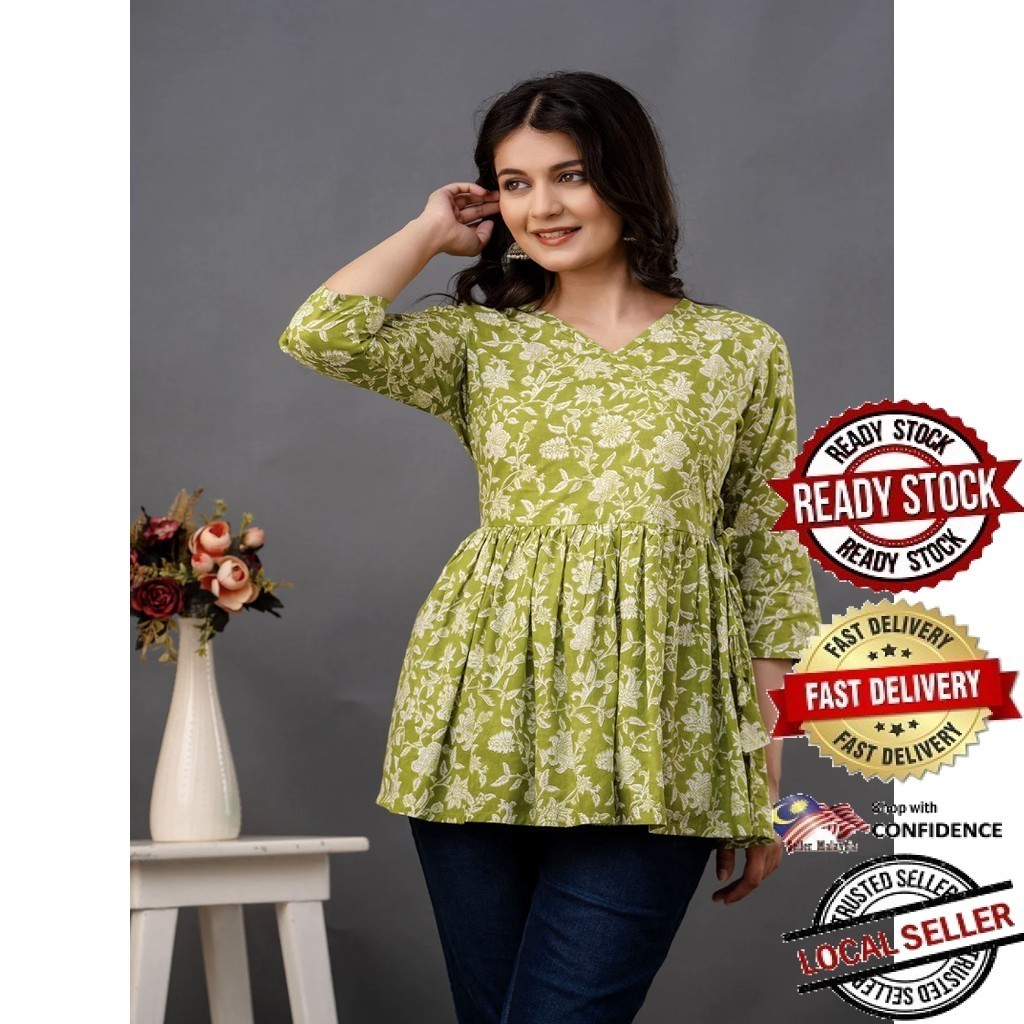 Kurti ผู้หญิงอินเดีย Kurtis Top Saree Sari Punjabi ชุดสําเร็จรูป Kurti UD43057APTP