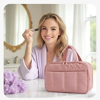 BAGSMART กระเป๋าห้องน้ำท่องเที่ยวกระเป๋าห้องน้ำขนาดใหญ่สำหรับผู้หญิงผู้จัดกระเป๋าเครื่องสำอางเบา