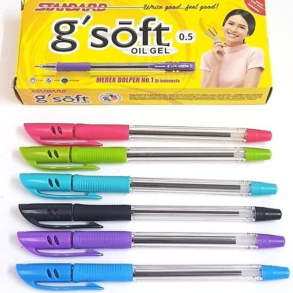 ปากกาเจล ปากกามาตรฐาน GSOFT 0.5 GSOFT Standard ปากกาลูกลื่น (1 โหล) - สีดํา