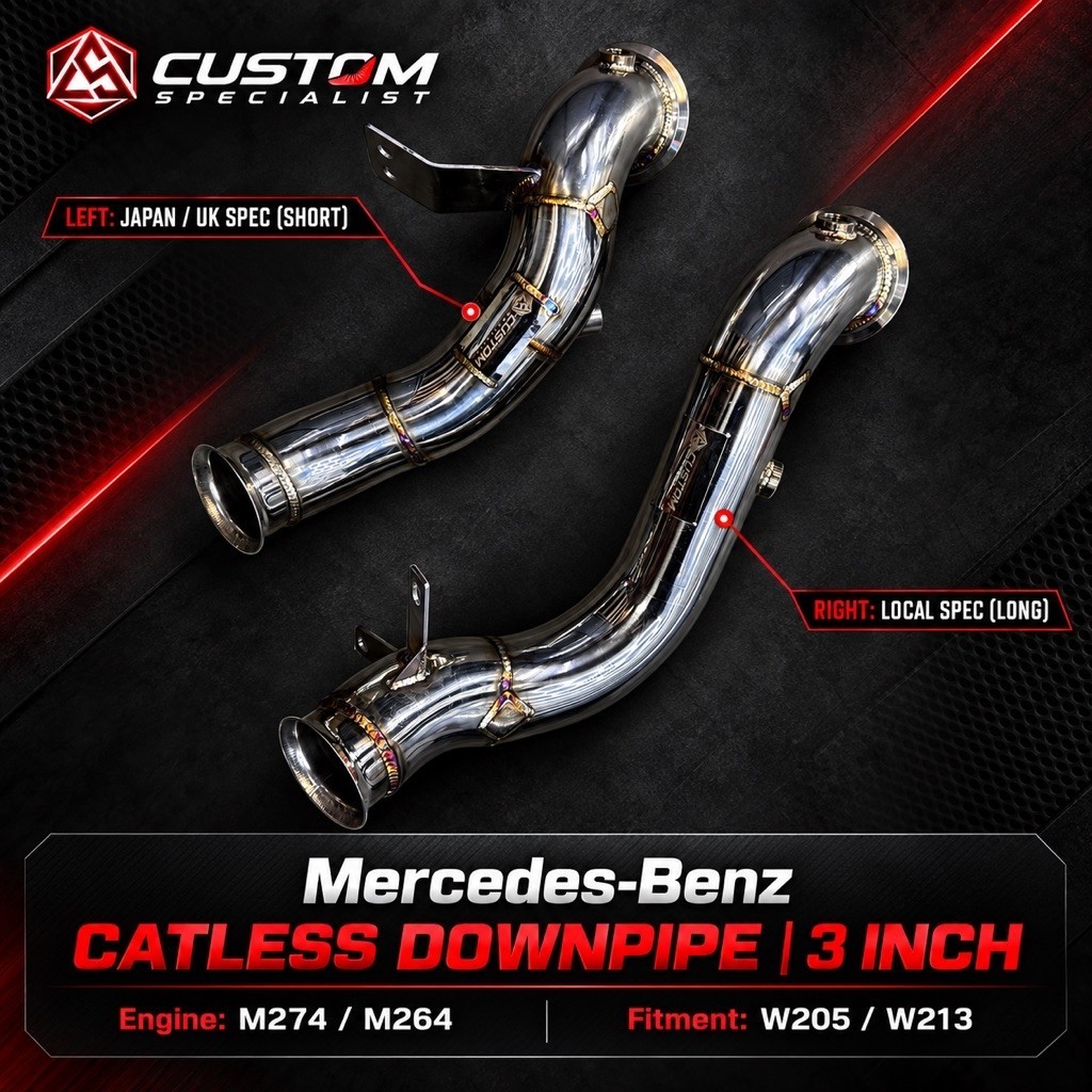 CS Mercedes-Benz W205 W213 M274 M264 Catless Downpipe 3 นิ้ว Japan UK / Local Spec
