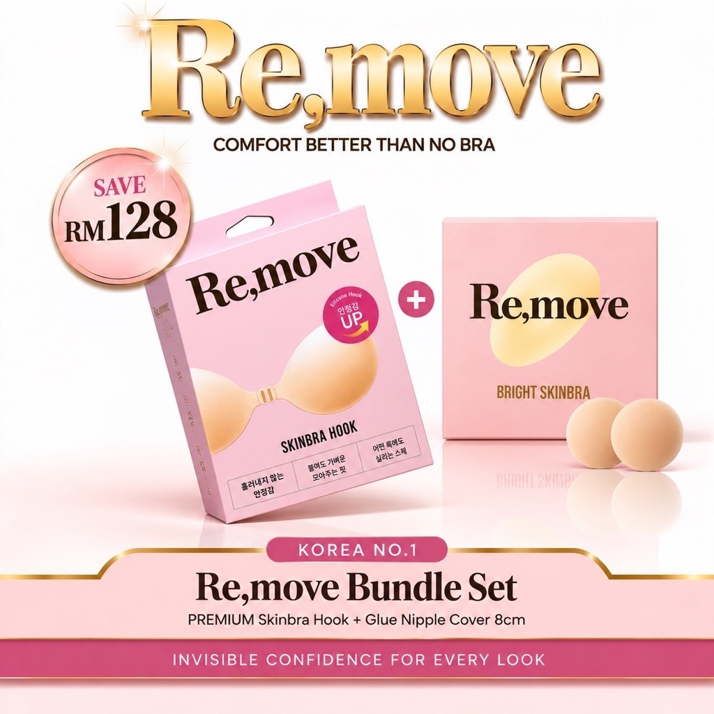 Re,move Bundle Set – Premium Silicone Bra + Skin Bra Silicone Nipple Cover (8cm) Save RM128