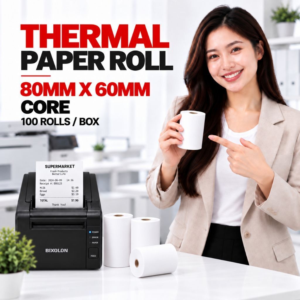 80MM X 60MM THERMAL PAPER ROLL (CORE) POS RECEIPT PRINTER PAPER ROLL