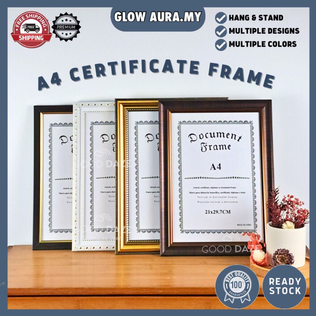 A4 CERTIFICATE/DOCUMENT FRAME (MULTIPLE DESIGN/สี)