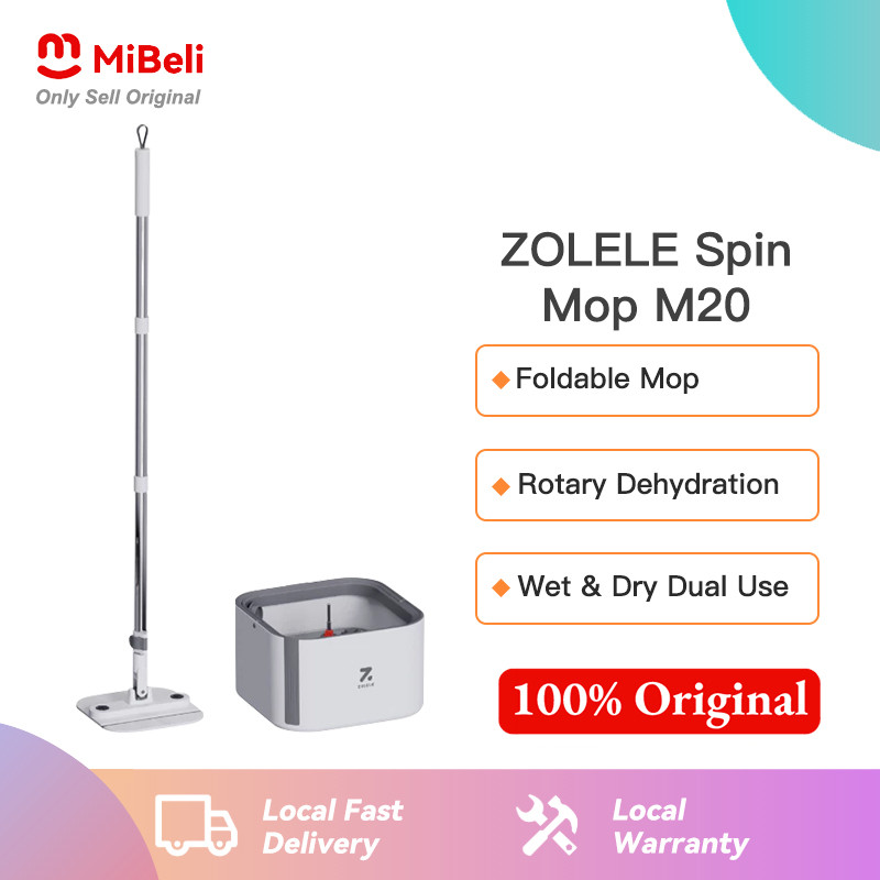 Zolele M20 Spin Mop ชุดถัง Magic หมุน Mop ไม่มีมือซักผ้า Lazy Mops Self-Cleaning Nano ผ้าไมโครไฟเบอร