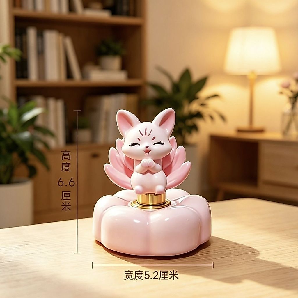 Jingdezhen สีชมพู Nine-Tailed Fox รถเดสก์ท็อปสาวของขวัญมินิน่ารักเปลี่ยนเครื่องประดับขนาดเล็ก 7.27
