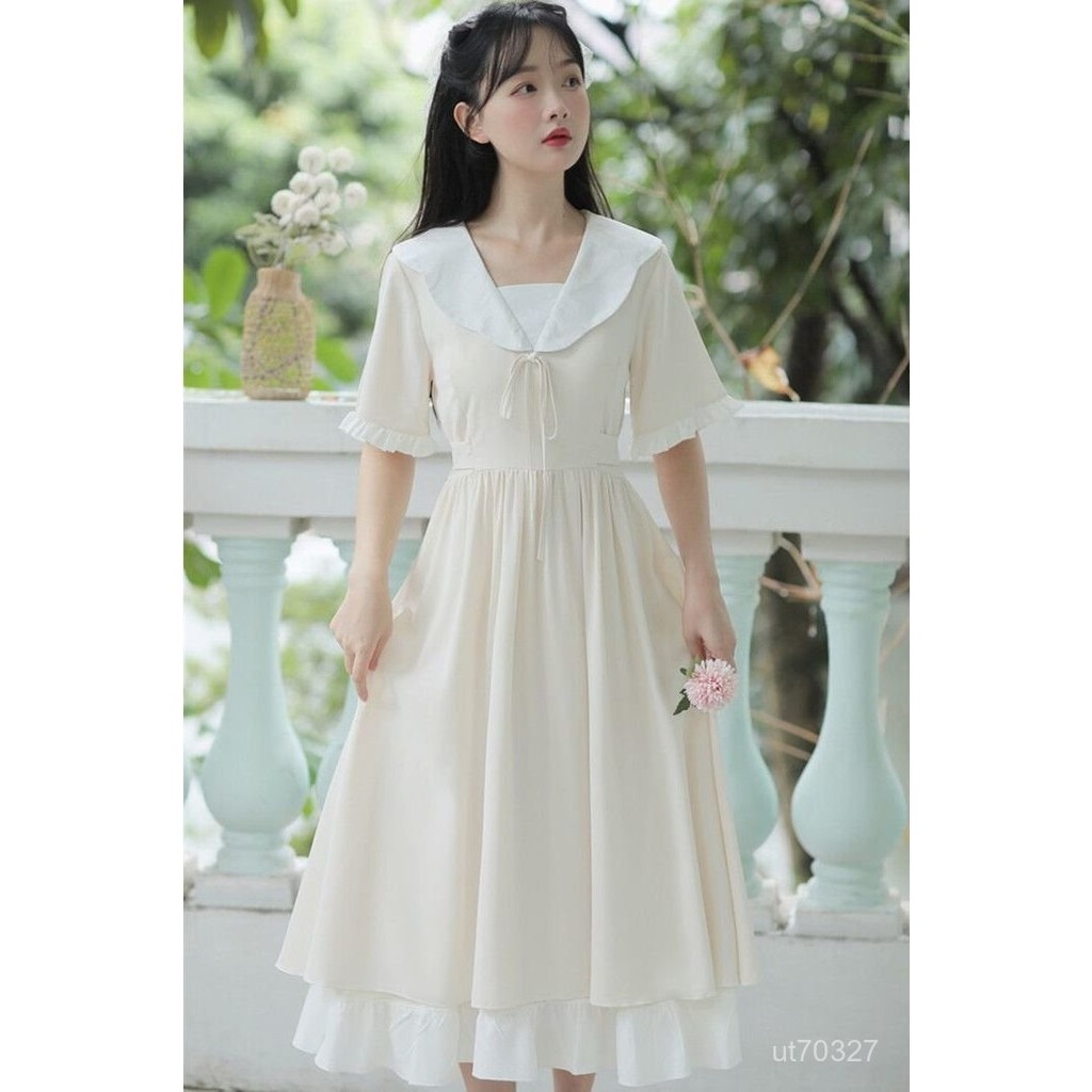 [สาวญี่ปุ่น] หวานสไตล์ใหม่นักเรียนมัธยมต้นมัธยมปลายสไตล์กระโหลกสไตล์ญี่ปุ่นกระโปรงยาวคอตุ๊กตาชุดสาวช