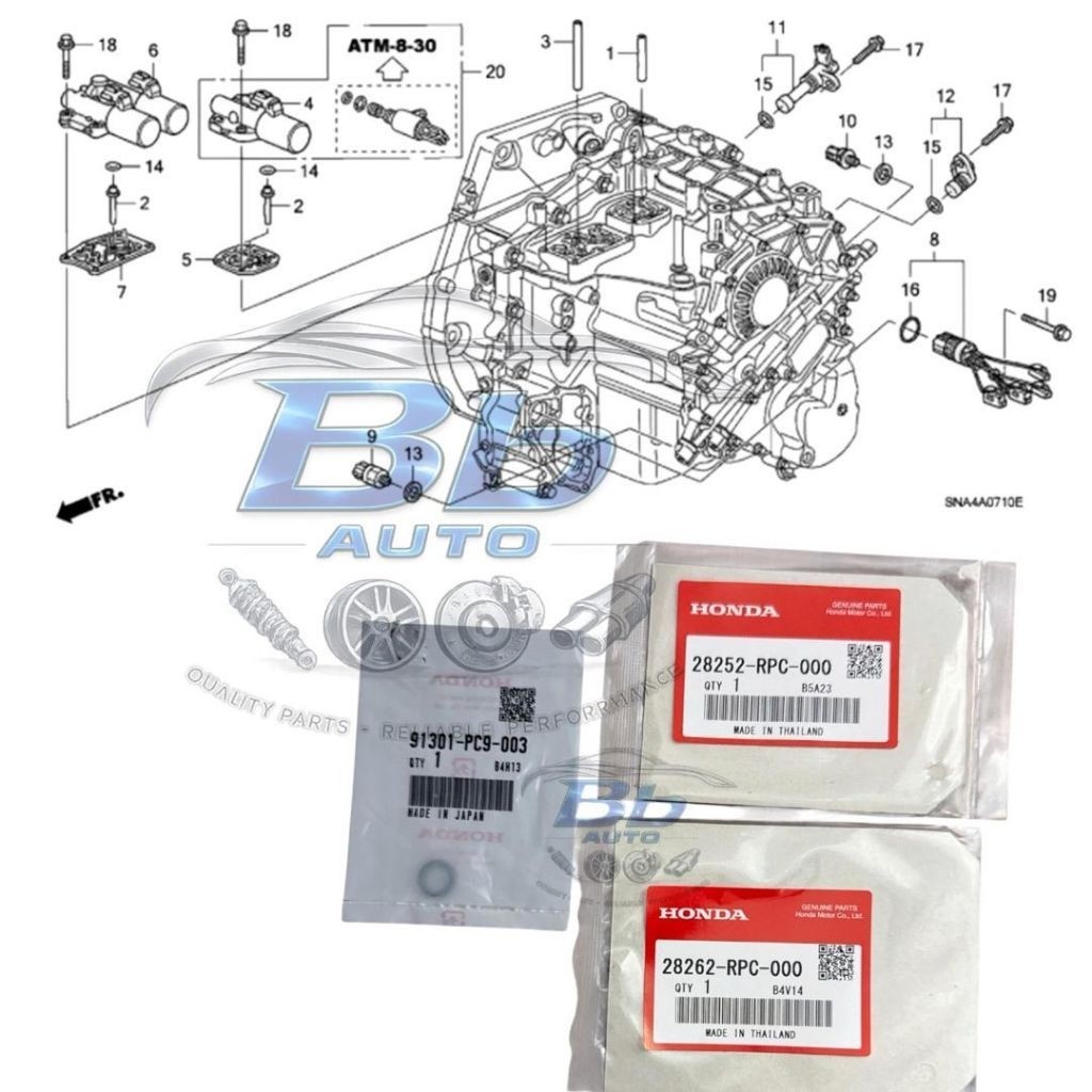 SNB CIVIC FD SOLANOID LINEAR PACKING /O-RING ACCORD, CITY, CRV, JAZZ 28252-RPC-000/28262-RPC-000/913