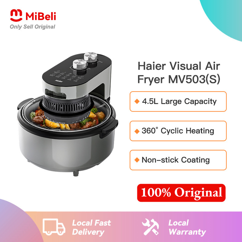 Haier Visual Air Fryer Oil Free Non Stick 4.5L ความจุขนาดใหญ่ Dual Rotary Knob Air Fryer MV503