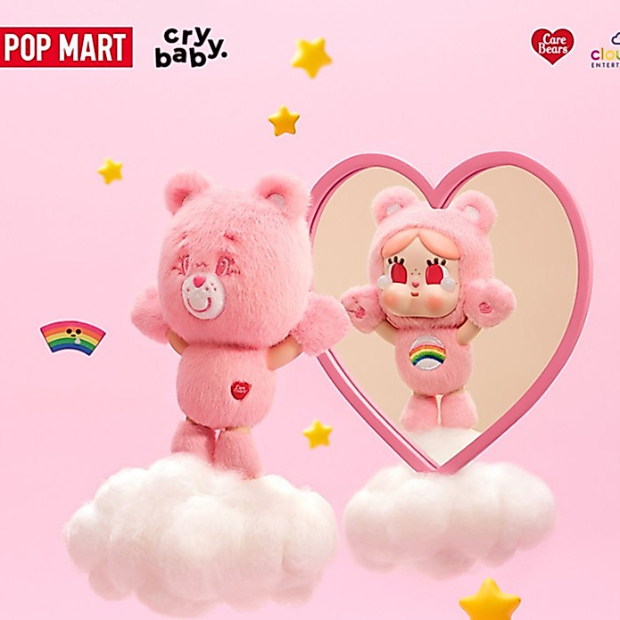 POPMART CRYBABY x Care Bears จี้ตุ๊กตาไวนิล ของขวัญกล่องตาบอด