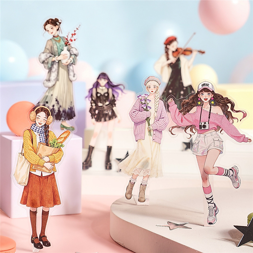 20 ชิ้น/1 ล็อต Kawaii เครื่องเขียนสติกเกอร์แต่งตัวใน myriad รูปแบบ Junk Journal ไดอารี่ตกแต่งสติกเกอร์มือถือ Scrapbooking