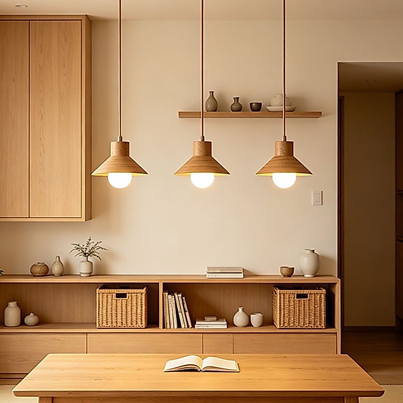 MINIMALIST_LIGHTING โคมไฟเพดาน โคมไฟเพดาน ไฟ Led เพดาน สไตล์ครีม โคมห้อย นอร์ดิก ติด ไม้ธรรมชาติ