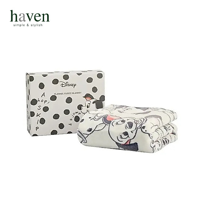 Haven ผ้าห่ม Flannel Fleece พิมพ์ลาย พร้อมกล่อง Disney 101 dalmatians Collection ขนาด 40x60 นิ้ว