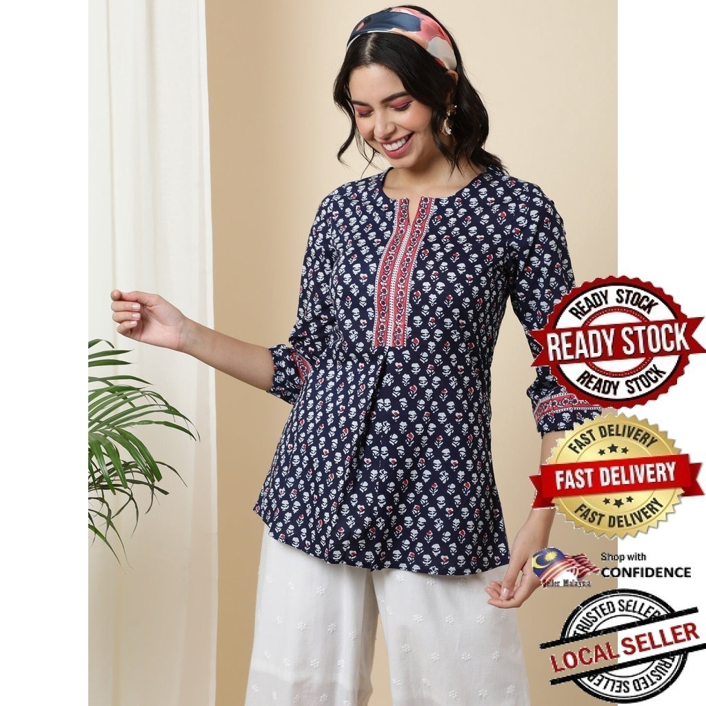Kurti Indian Women Kurtis Top Saree Sari Punjabi ชุดสําเร็จรูป Kurti UD38263APTP