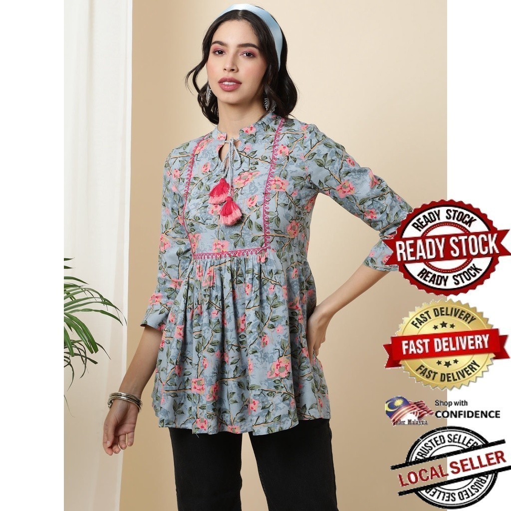 Kurti ผู้หญิงอินเดีย Kurtis Top Saree Sari Punjabi ชุดสําเร็จรูป Kurti UD38261APTP