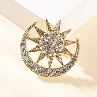 Star Moon Reverse เข็มกลัดมุสลิมแบบดั้งเดิมโลหะผสมประณีตเข็มกลัดวันหยุดเข็มกลัด Kaizhai Festival