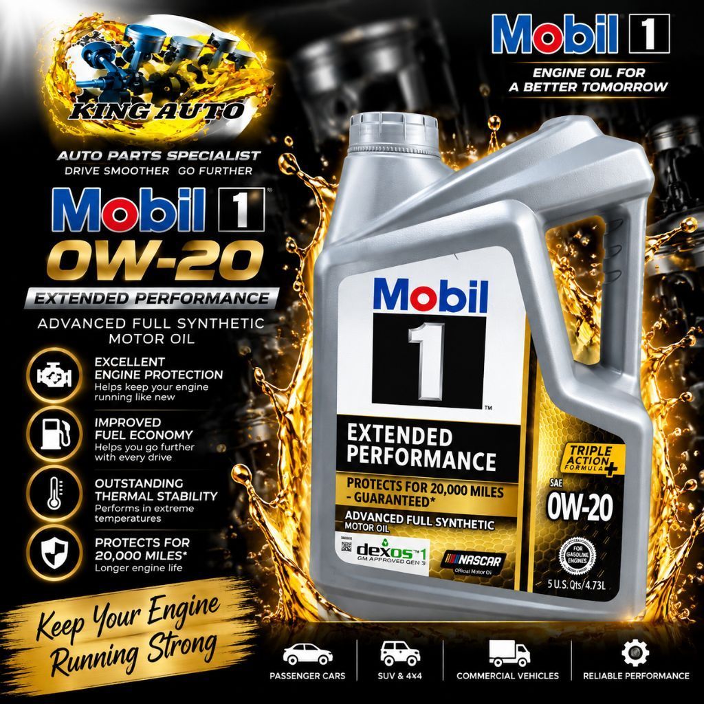 MOBIL 1 ENGINE OIL 0W20 4.73L EXTENDED PERFORMANCE DEXOS NASCAR