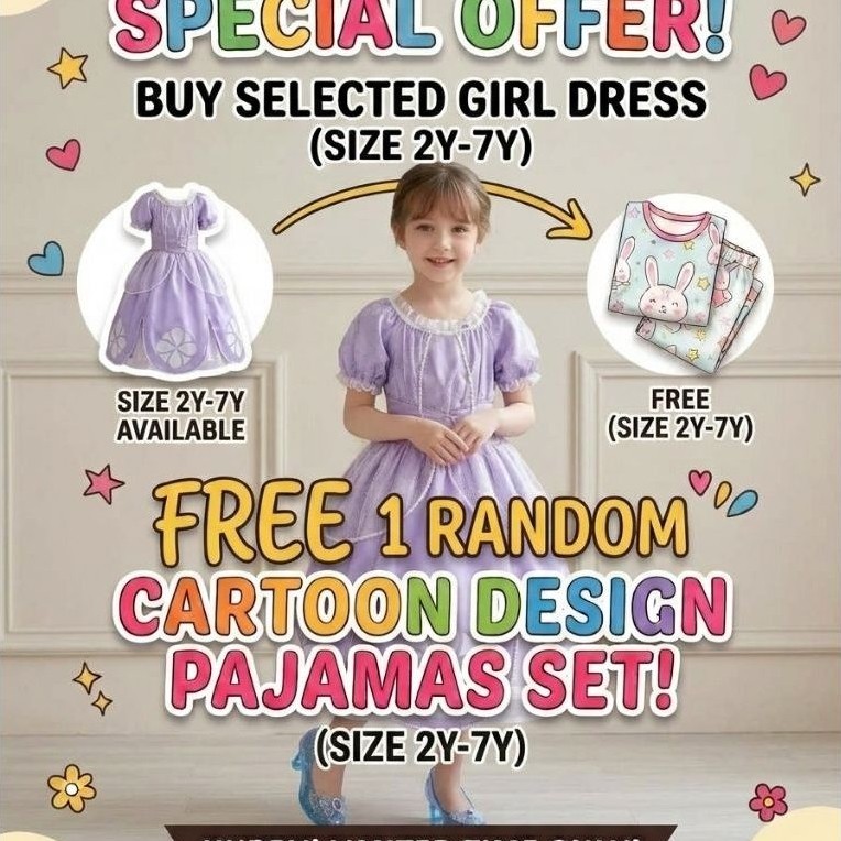 9005 Princess Sofia Costume Dress Dress Up Dress Gown (3-4y, 5-6y)
