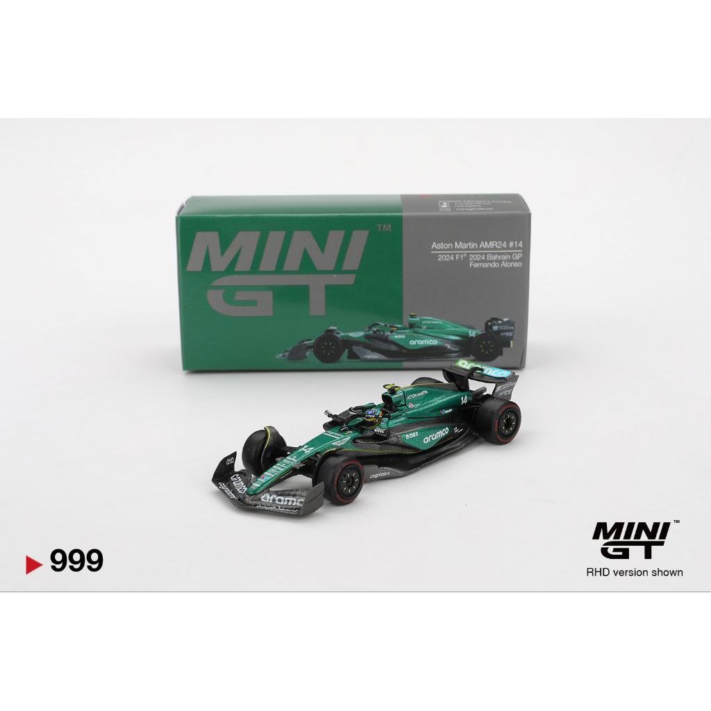 Mini GT 1/64 999 Aston Martin AMR24 14 Fernando Alonso 2024 F1 2024 Bahrain GP (รุ่นกล่อง)