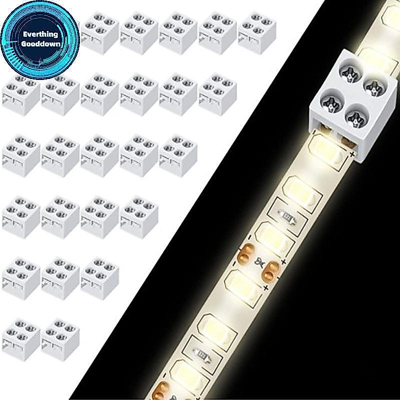 EVERTHING 3/5/8/10 ชิ้น LED Strip Connector 2Pin 8 มม.5/12/24 V อเนกประสงค์ LED Light Solderless Con