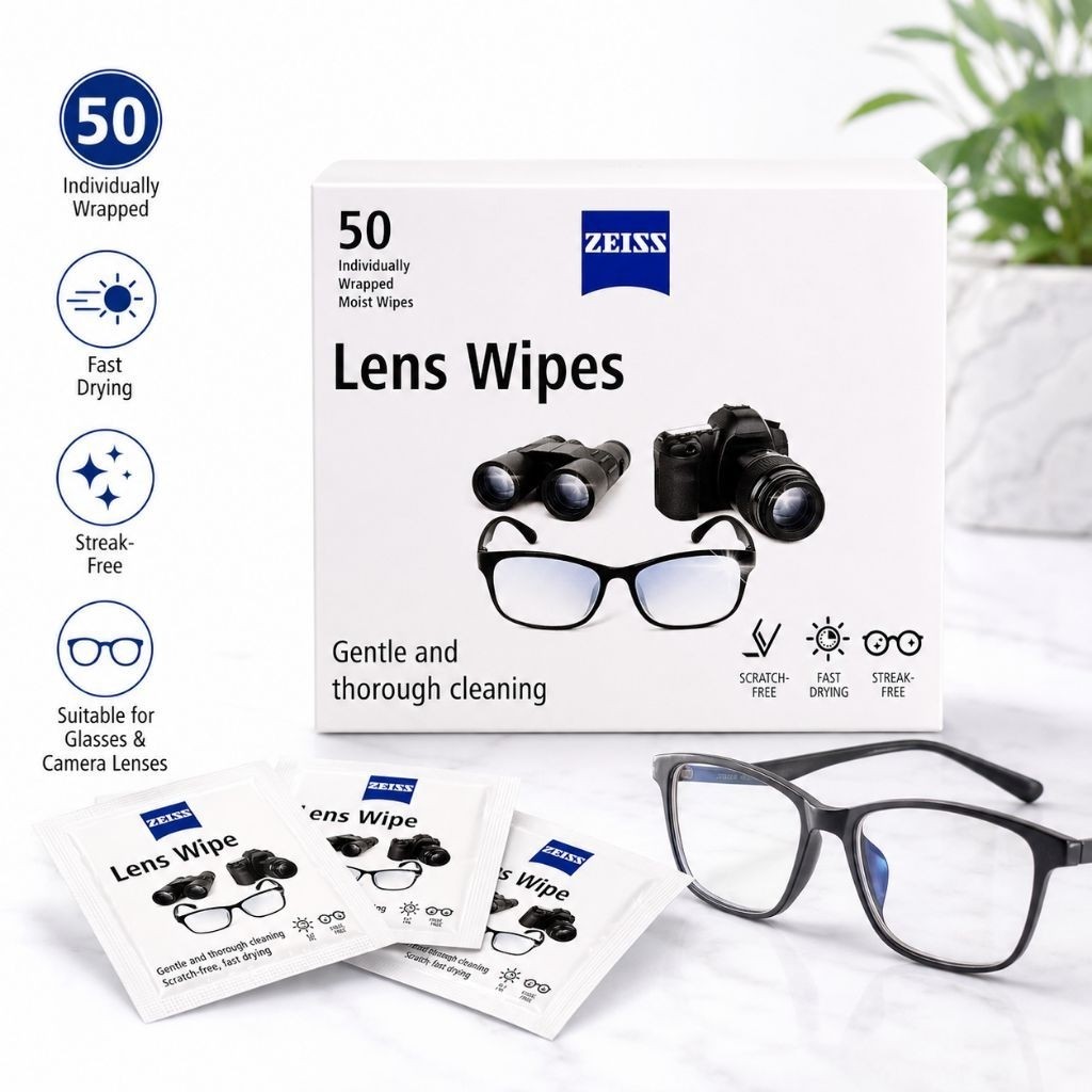 ZEISS ผ้าเช็ดทําความสะอาดเลนส์ 50 ชิ้นแว่นตาแว่นตาแว่นตากล้องเลนส์ทําความสะอาดผ้าเช็ดทําความสะอาดเปี