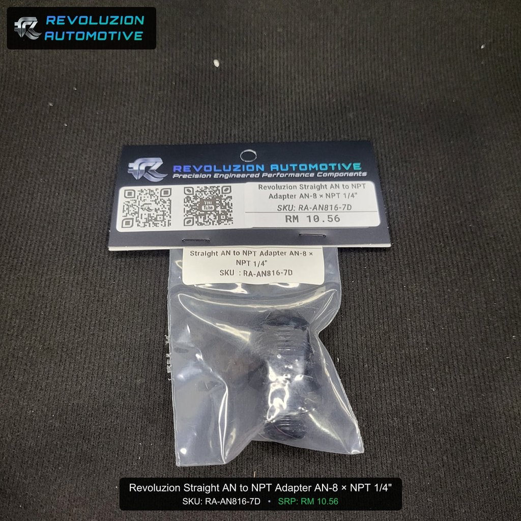 Revoluzion Straight AN to NPT Adapter AN-8  NPT 1/4
