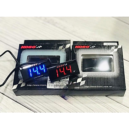 KOSO LED DIGITAL VOLTMETER จอแสดงผลรถจักรยานยนต์ MINI 12V UNIVERSAL VOLT เมตรสีแดงสีฟ้า