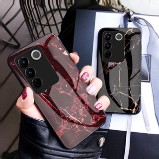 เคสโทรศัพท์มือถือกระจกนิรภัย ลายหินอ่อน สําหรับ Vivo V27 V29 V23 V25 Pro V27E V23E V25E V27Pro V23Pro V25Pro V29Pro 5G case เคส