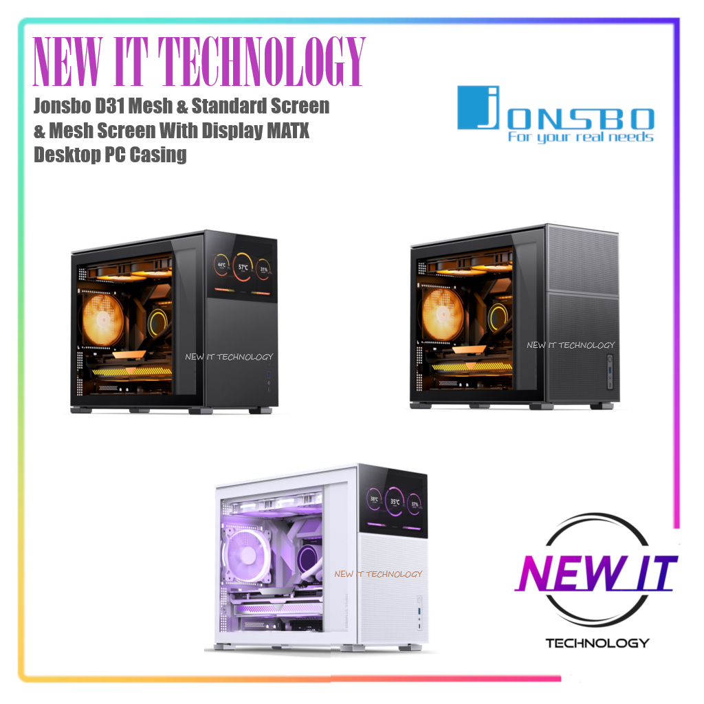 Jonsbo D32 PRO & D300 & D31 Mesh & Standard Screen & Mesh Screen พร้อม Display MATX Desktop PC Casin