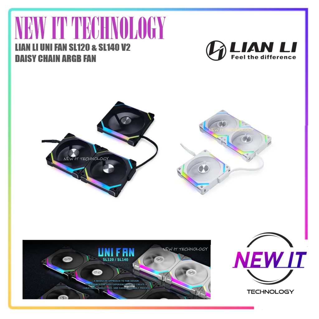 LIAN LI UNI FAN SL120 V2 Reverse 120mm 12cm & SL Wireless LCD & SL140 V2 14cm 140mm DAISY CHAIN ARGB