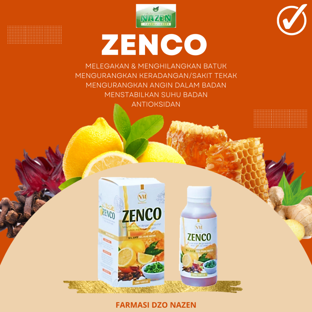 Zenco Honey LEMON Juice Clove Shing เครื่องดื่มสมุนไพรบรรเทาไอ กระชาย ปวดอักเสบ