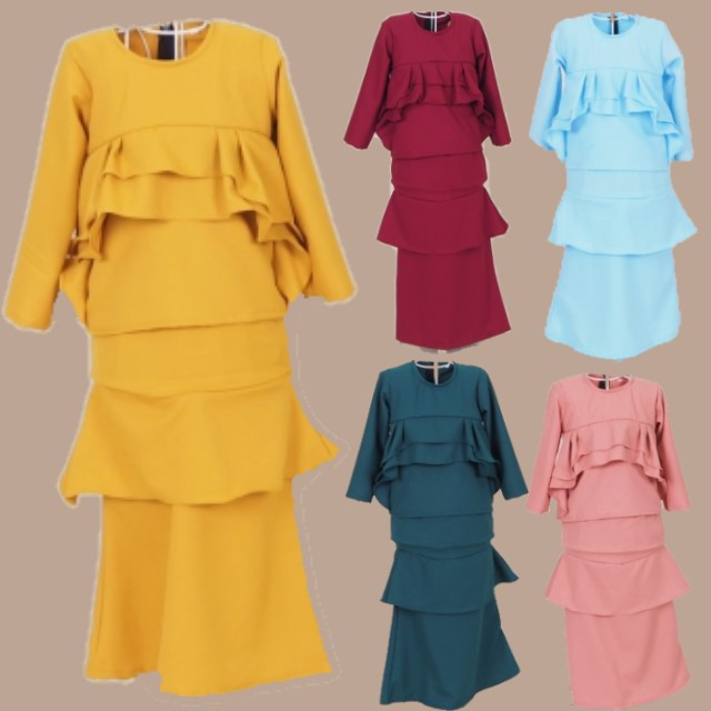 Baju Kurung ชายหญิงเด็ก Kurung Peplum โมเดิร์น Baju Raya 2025 viral