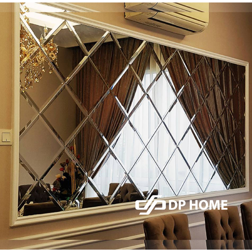 Self Adhensive Diamond Mirror Bevel Mirror Deco Wall Mirror Cermin Bevel Dinding Wall Mirror Cermin 