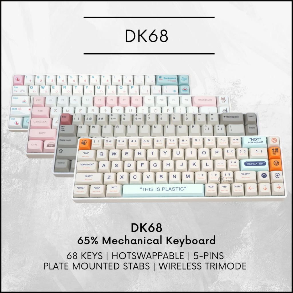DK68 65% V2 คีย์บอร์ดไร้สาย Hotswappable Trimode RGB บลูทูธ 2.4Ghz RK68 Lookalike bone