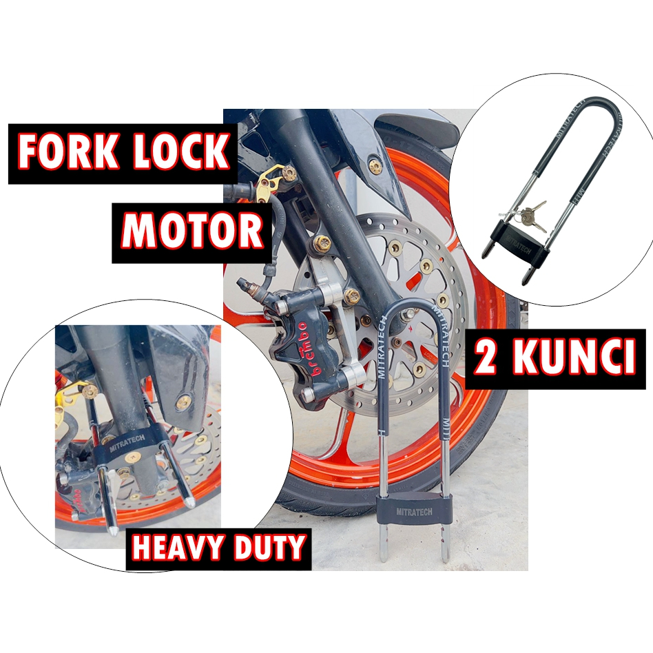 ส้อมล็อค Heavy Duty Security Chain ล็อครถจักรยานยนต์ Motosikal มอเตอร์ Kunci Rantai โซ่ ULock Mangga
