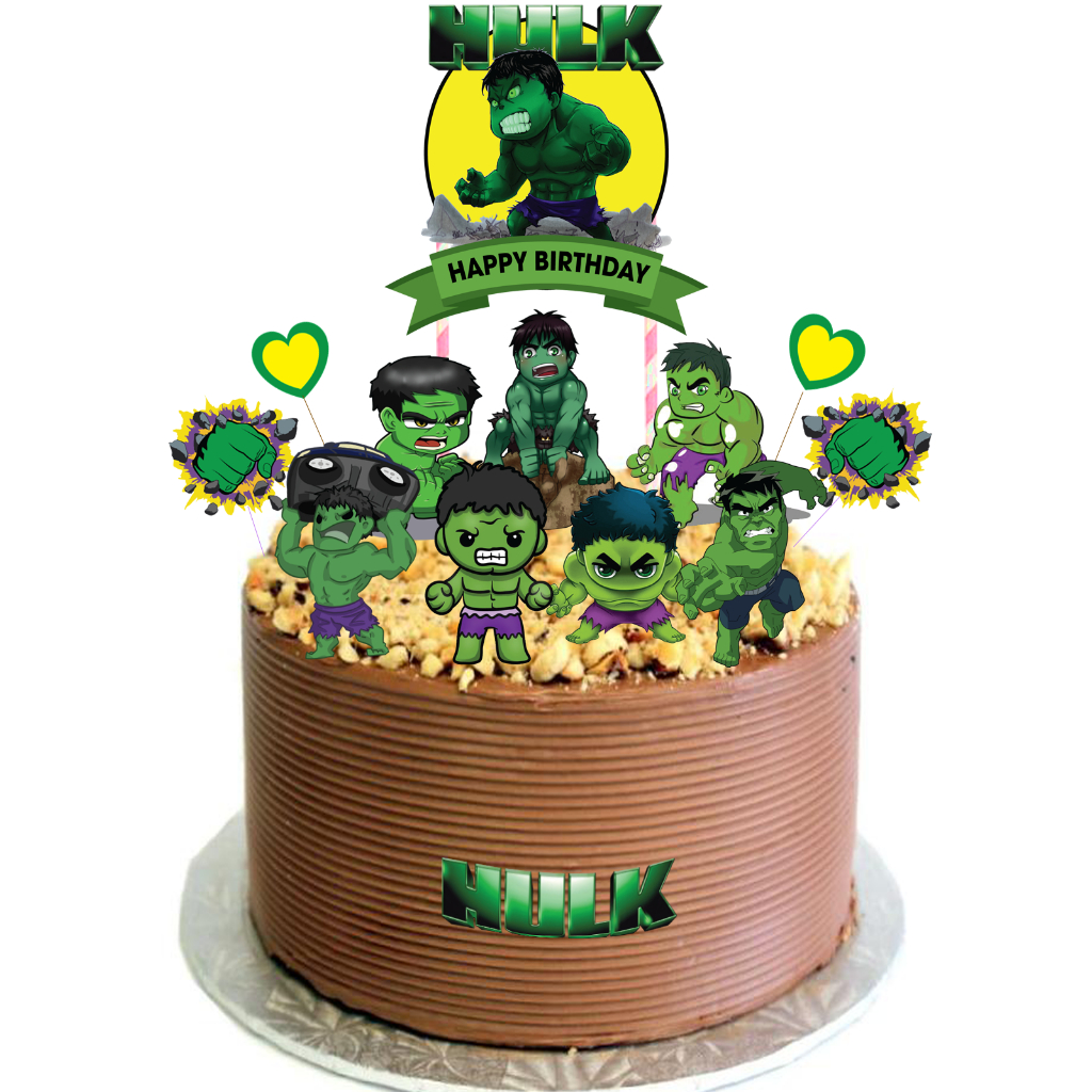HULK CHIBI คุณภาพสูงเค้กกระดาษ Topper Kek Cake Decor Cupcake Topper