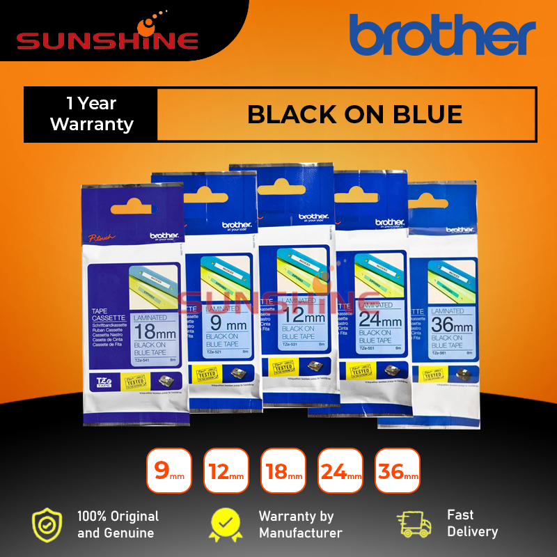 BROTHER Black On Blue Tze-521 tze-531 Tze-541 Tze-551 Tze-561 P-Touch Labeling Tape