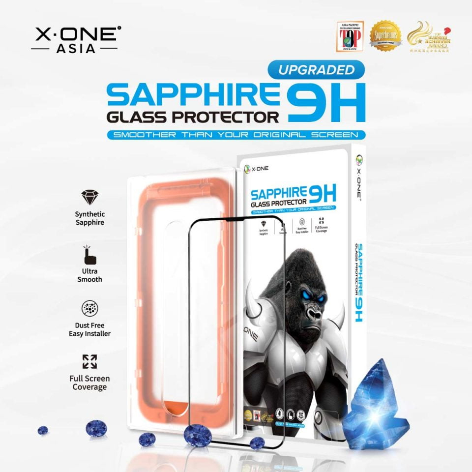 XD One อัพเกรดกระจกนิรภัยเคลือบแซฟไฟร์ iPhone 17 16 15 14 Plus Pro Max Air