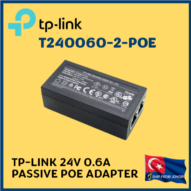 TP-LINK PoE หัวฉีด Adaptor 24V 0.6A PASSIVE PoE ADAPTER INJECTOR T240060-2-POE (ไม่มีกล่อง)