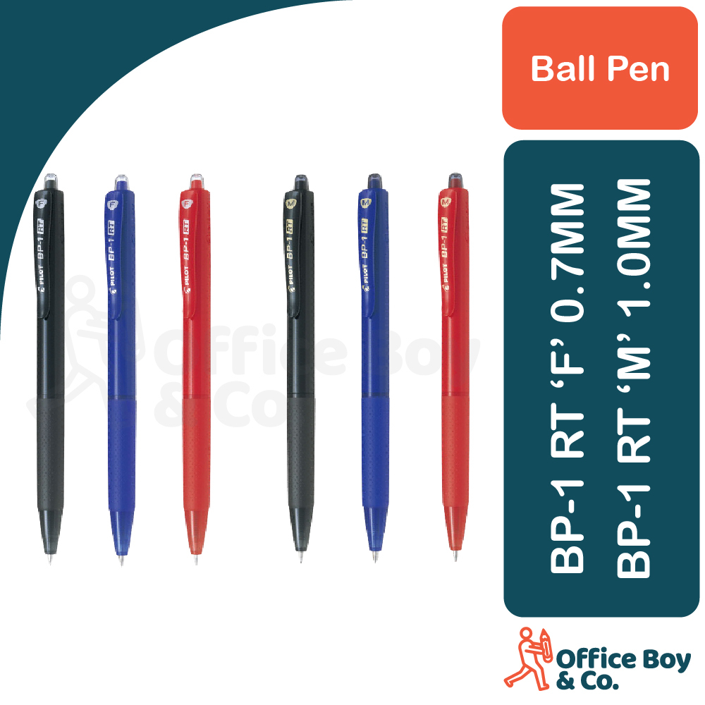 Pilot Retractable Pen BP-1RT Ball Pen (1pc)/ Fine 0.7mm / Medium 1.0mm (สีดํา / น้ําเงิน / แดง) / ปา