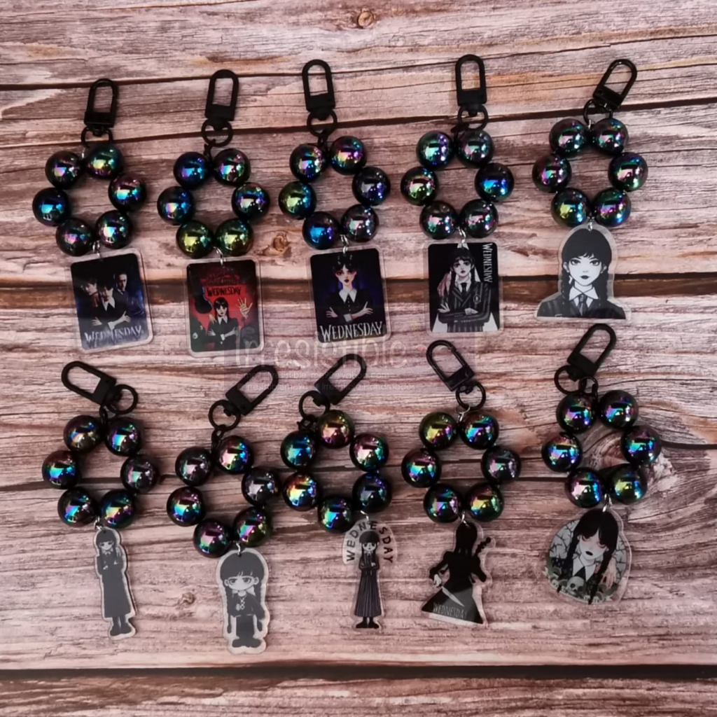 พวงกุญแจนิ้วลูกปัด Wednesday Galaxy พวงกุญแจแฮนด์เมด DIY |