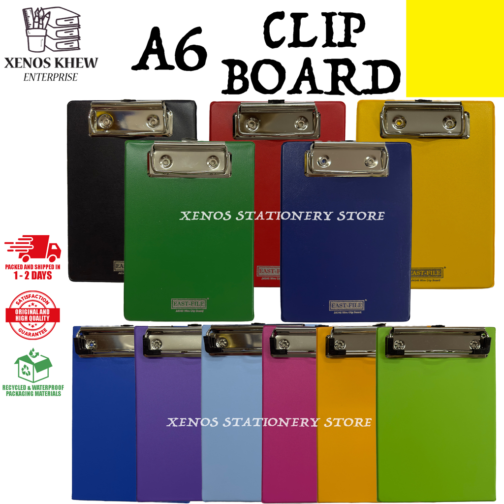 A6 CLIP BOARD SINGLE WIRE CLIP BOARD / A6 สี PVC CLIPBOARD PAPAN TULIS CLIP BOARD
